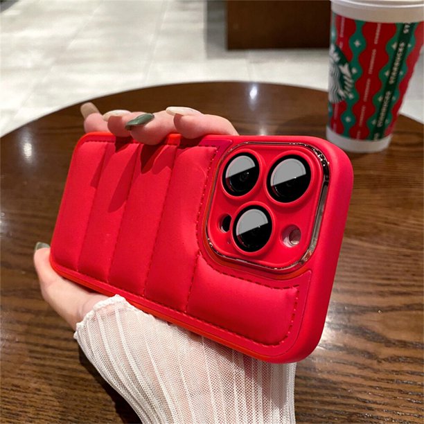Chaqueta de plumón de lujo para iPhone, funda de teléfono acolchada para iPhone 11, 12, 13, 14 Pro Max, 14Plus, protección de lente completa, cojín de aire, cubierta a prueba de golpes Fivean unisex
