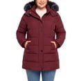thumbnail image 3 of Wantdo Women's Plus Size Winter Jacket Quilted Winter Coat Windproof Puffer Jacket with Detachable Hood Wine Red 4XL, 3 of 8