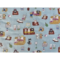 Cat-Neko-Cat Fabric-Funny Cats-Kokka Fabric-Japanese fabric-1/2 Yards 44"