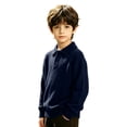 thumbnail image 3 of AUDeals Boys Girls Sweater, Toddler Kids Polo Collar Knit Pullover, Button Placket Loose Casual Long Sleeve Knitted Top for Boys Girls (Dark Blue, 1-2 Years), 3 of 5