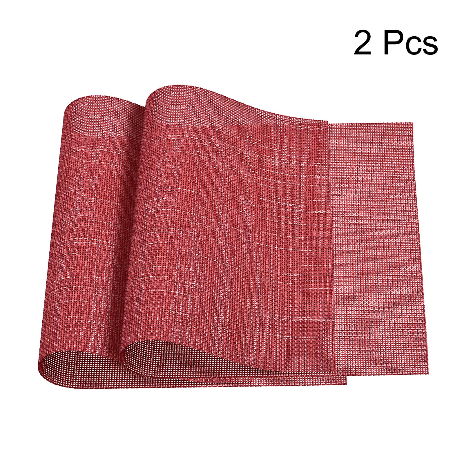 Unique Bargains Durable PVC Washable Woven Place Mats for Dining Tables and Home Use Red