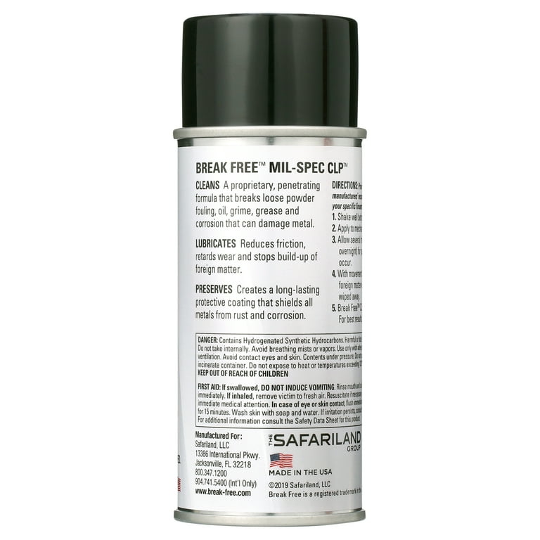 Break Free CLP2100 Cleaning Lubricant Aerosol Spray, No Residue, 4 oz, Tool  Box Size, 100 Count - Walmart.com