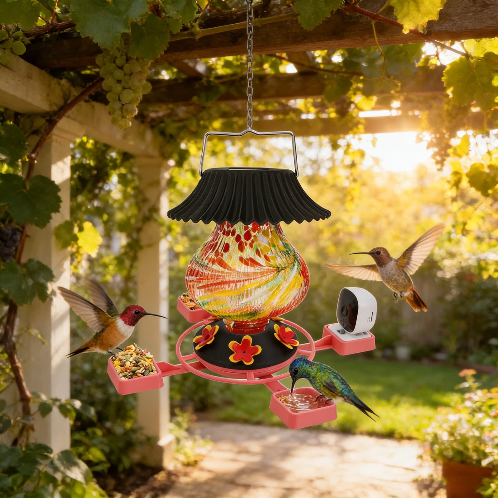 Solar Powered Bird Feeder Camera with 1080P HD and Intelligent Species Recognition, Outdoor Wireless Feeder Cam with Night Vision, App-Enabled Backyard Birding Monitor