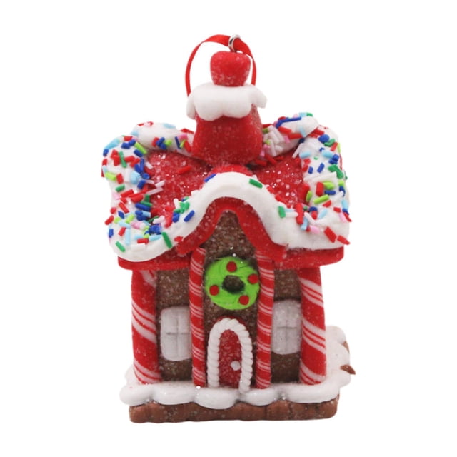 Figura colgante de casa de pueblo navideña, adorno navideño para ventana y porche. Estilo C