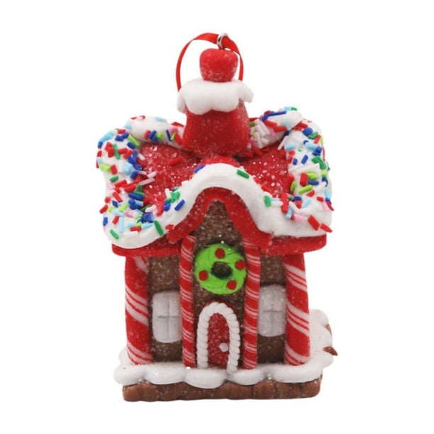 Figura colgante de casa de pueblo navideña, adorno navideño para centros comerciales, corona Estilo C