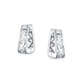 thumbnail image 2 of Bling Jewelry Womens Square Pyramid Scroll Swirl Filigree Kpop Huggie Earrings Hoop Sterling Silver, 2 of 5