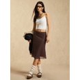 thumbnail image 4 of Coffee Brown Polka Dot Mesh Midi Skirt, Wrap Style, Casual Retro, 4 of 7