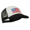 thumbnail image 5 of White American Flag Embroidered Two Tone Mesh Cap - Black White OSFM, 5 of 5