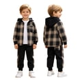 thumbnail image 3 of YDFCWXWBoys Cotton Clothing Sets Toddler Baby Boys Fall Outfit Plaid Hoodie Set (H, 7 Years), 3 of 9
