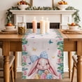 thumbnail image 2 of Table Runner - 60 Inch Long, Happy Easter Kitchen Dining Table Runner Dresser Scarves, Cute Rabbits Eggs Flowers Butterflies Leaves Pink Farmhouse Decor for Coffee Tables Wedding Party Banquet, 2 of 8
