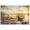 Unframe-style, variant on Sunset Lake Landscape Canvas Wall Art Floral Basket and Straw Hat on Bench Scenery Poster Romantic Sailboat Cottagecore Home Decor for Living Room Bedroom