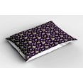 thumbnail image 2 of Ambesonne Floral Pillow Sham 2 Pack, Cartoonish Design Daffodils, 26"x20", Dark Purple Cream, 2 of 3