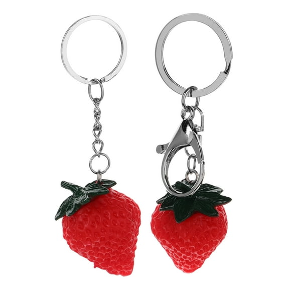 NICEXMAS 2Pcs Portable Cute Strawberry Keychain for Car Key Decoration