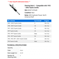 thumbnail image 2 of Steering Rack 1 - Compatible with 1993 - 2002 Toyota Corolla - Autopart Premium, 2 of 2