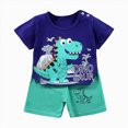 thumbnail image 4 of Gibobby Toddler Boy Summer Tropical Printed Short Sleeve T-Shirt Elastic Shorts 2Pc Casual Outfit Soft Comfortable Clothes for Twins 6M 12M 18M 24M 1T‑6T Kids Running Wear(12-18 Months,Dark Blue), 4 of 4