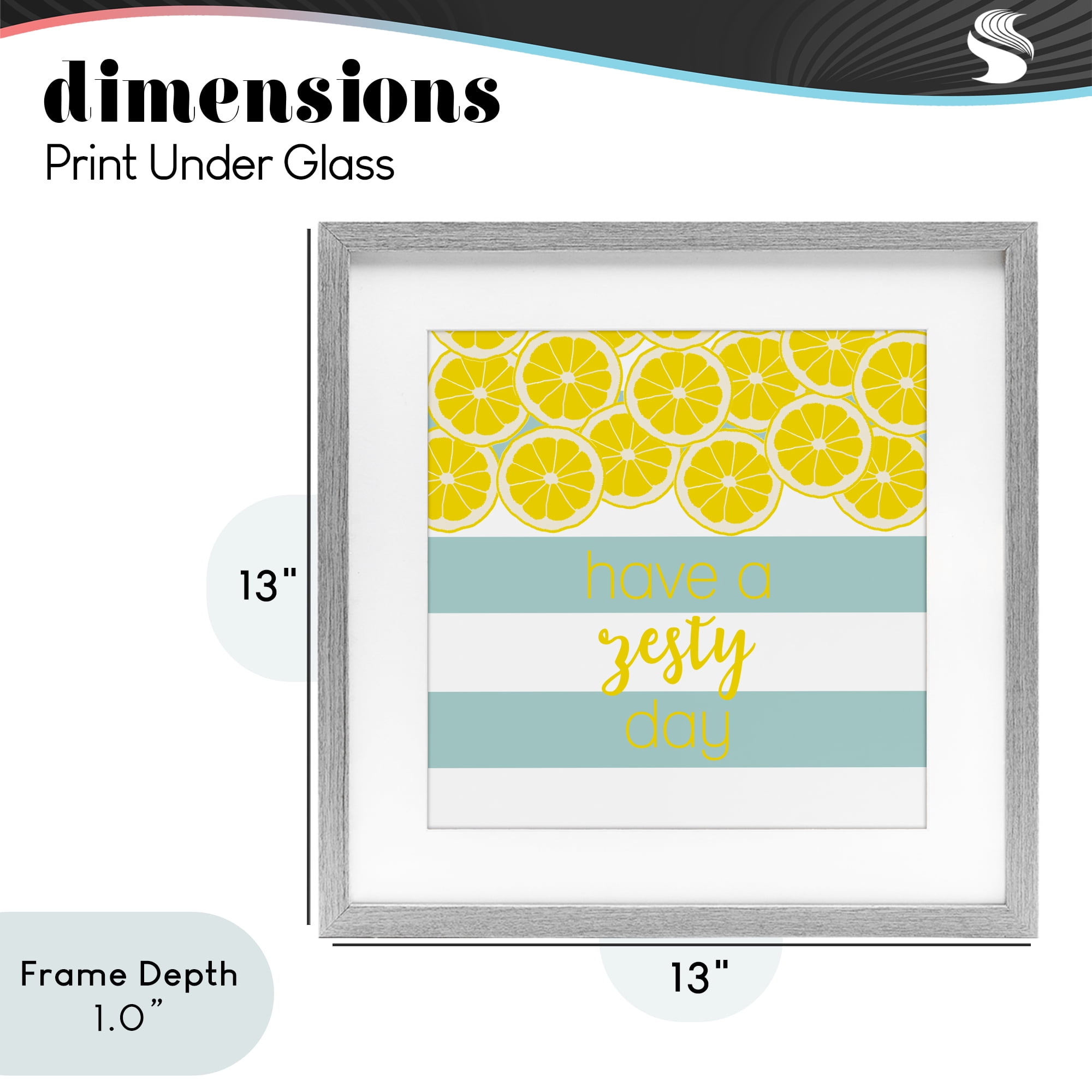 Stupell Industries Zesty Citrus with Stripes Gray Framed Print Under Glass, design by Anna Quach