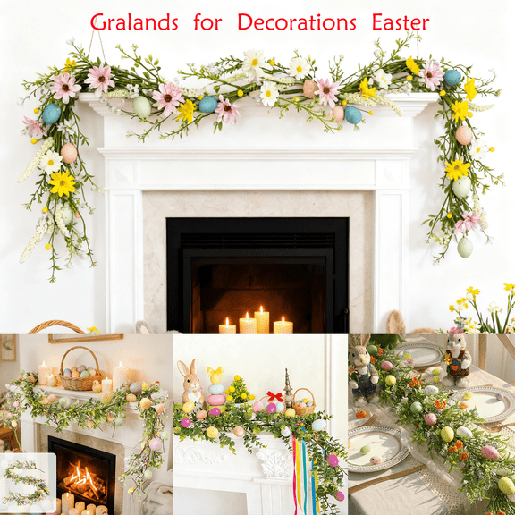 RBCKVXZ 5.9 Ft Artificial Easter Eggs Garland Hanging Spring Garland for Mantle, Rustic Pastel Long Easter Garland String for Holiday Parties Home Decor