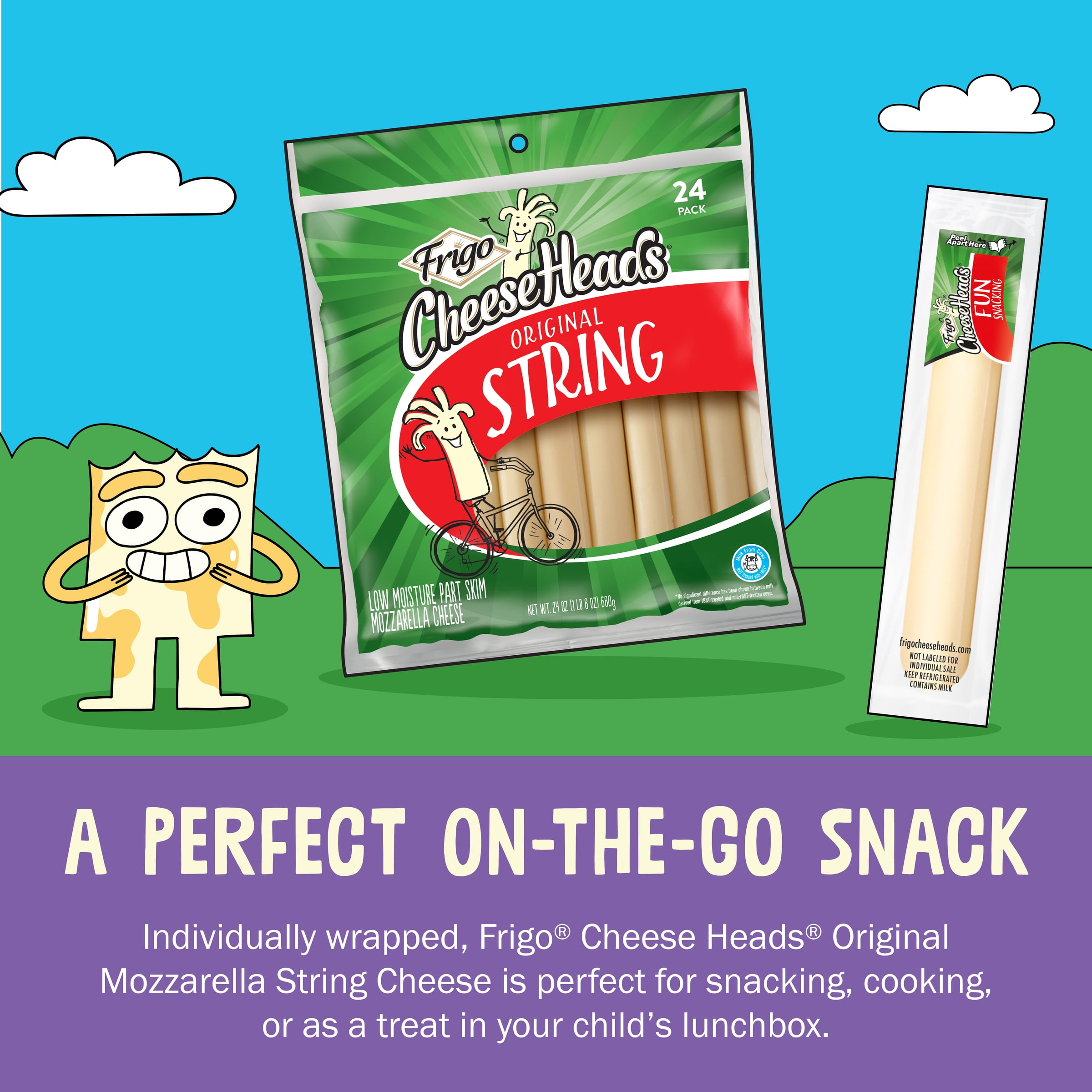 Frigo® Cheese Heads® Original Mozzarella String Cheese Snacks, 24 oz, 24 Count
