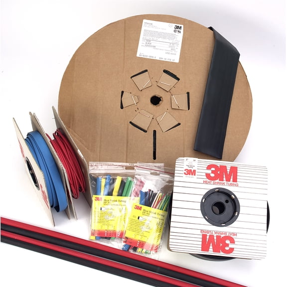 3M Heat Shrink Thin-Wall Tubing FP-301-1/4-Black-100': 100 ft spool length, 300 linear ft/box