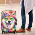 thumbnail image 4 of Hippie Shiba Inu Portrait Watercolor Tie-Dye Vintage Styles Travel Luggage Cover Shibas Dog Lovers Gifts Idea Suitcase Dust Protective Decor - 00014, 4 of 5