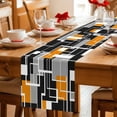 thumbnail image 5 of Burnt Orange Black Geometric Cotton Linen Table Runner for Dining Kitchen, Modern Color Block Abstract Wedding Outdoor Party Tablerunners, Dresser Scarf Coffee Tablecloth Runners 13x72 Inches, 5 of 9