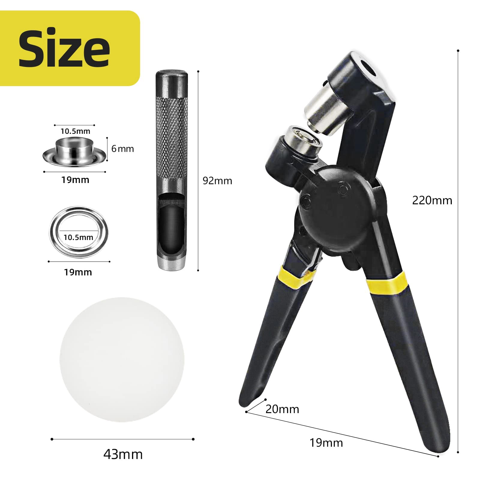 Grommet Tool Kit  3/8 Inch Handheld Eyelet Manual Press Machine With 500 10 Mm Grommets