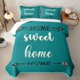 thumbnail image 2 of meiyoeat Rustic Home Sweet Quilt Full for Adults Men Women, Arrow Quote Full Bedspread Sets, Teal, 3-Piece, 2 of 7