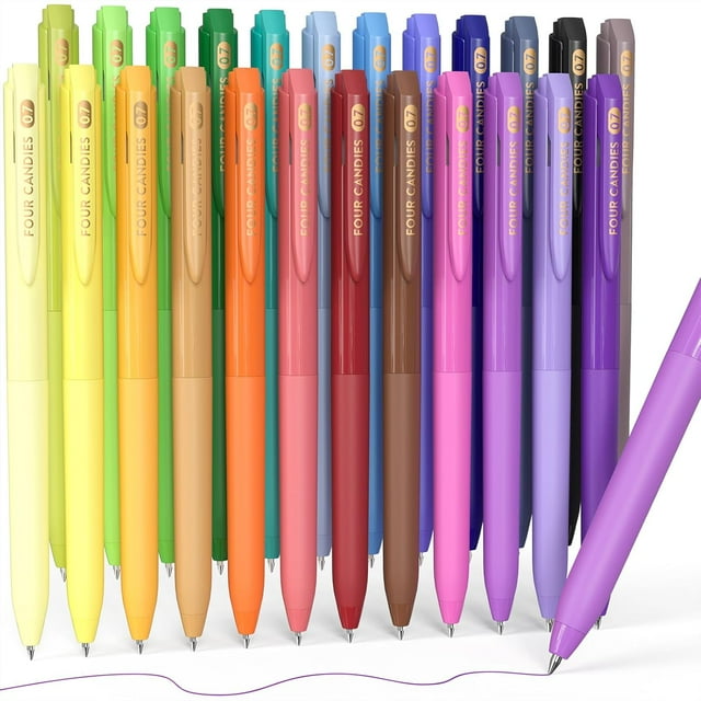 xianyou-Quick Dry Ink Colored Pens Set, 24 Colors Retractable Gel Pens, 0.7mm Fine Point Colorful Pens for Note Taking & Drawing, Colored Gel Pens with Comfort Grip for Office, School & Home