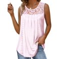 thumbnail image 1 of Camisa Plisada de Encaje Sin Mangas, Blusa de Verano, Túnica Rosa XXXL, 1 of 4