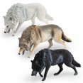 thumbnail image 1 of Set de figuras de lobo realista, 3 piezas, plástico PVC, 17,5 cm, 1 of 3