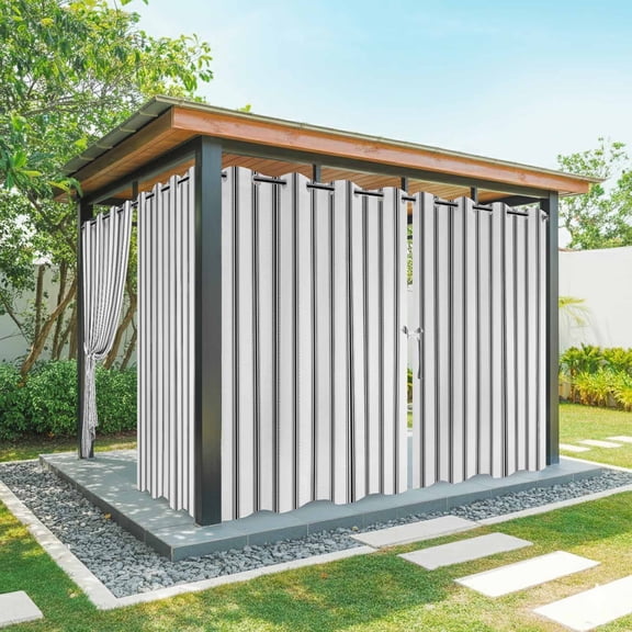 Stripes Outdoor Curtains for Patio, Modern Art Black Beige Waterproof Outside Curtains Privacy Blackout Curtain for Porch Pergola Cabana, 2 Panel 54W x 95L Inch