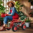thumbnail image 2 of Gymax Rolling Garden Cart Scooter w/ Adjustable Seat Storage Basket Tray Red, 2 of 10