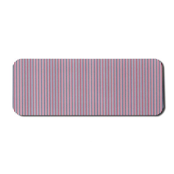 4th of July Computer Mouse Pad, Repetitive Vertical Stripes Designed as American National Flag, Rectangle Non-Slip Rubber Mousepad Large, 31" x 12", White Night Blue and Ruby, by Ambesonne
