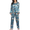 thumbnail image 1 of Pijamas Mujer Irfora Conjunto de pijamas para mujer, manga larga, satén suave, cuello con muescas, botones, pijamas, ropa de dormir Irfora Pijamas Mujer, 1 of 5