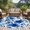 Blue, variant on Round Area Rug 8 Ft, Blue Flowers Washable Non-Slip Circle Carpet for Living Room/Bedroom, Spring Watercolor Floral Leaves Plants Beige Collection Low-Profile Large Area Rugs for Indoor