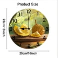 thumbnail image 5 of Soliyoahee Durian Clock 10inch Round Wooden Wall Clock Bathroom Decoration Silent No Tick Battery Powered Suitable for Bathroom Kitchen Living Room Bedroom, 5 of 5