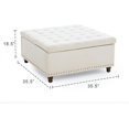 thumbnail image 2 of Kingfun 35.5" Large Square Ottoman Bench, Tufted Upholstered Coffee Table Ottoman with Storage, Oversized Ottomans Toy Box for Living Room Bedroom, Beige, 2 of 7