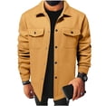 thumbnail image 3 of Men's Tweed Blazer Coat Casual Solid Color Long Sleeve Button Down Cardigan Work Jacket Double Pockets Lapel Fashion Business Office Outfits Essential Gift For Him | JASKFLY,Yellow M, 3 of 8