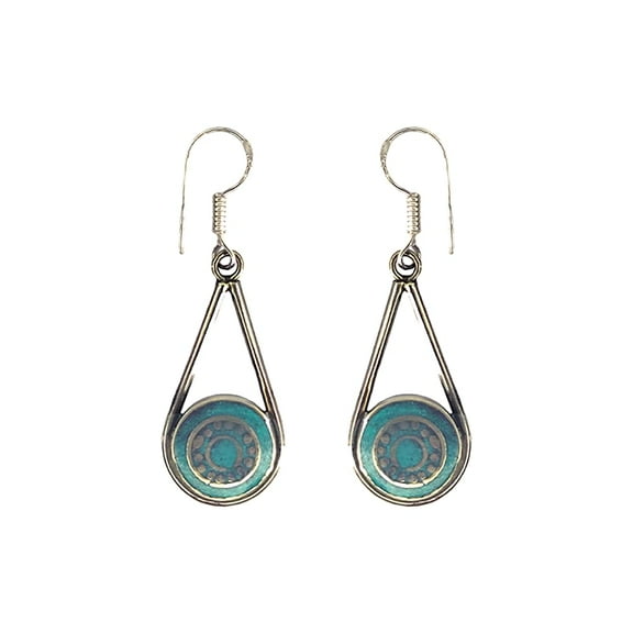 Tibetan Silver Handmade Earrings Turquoise Gemstone Boho Fashion Jewelry