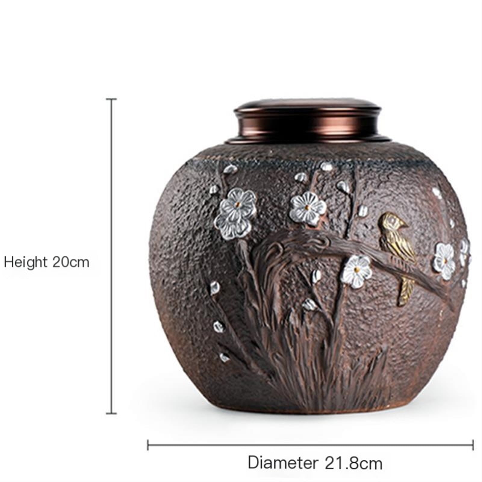 Dear Pet Memorials Fallen Leaves Mourning Bird Pattern Ceramics Pet Cremation Urn