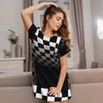 thumbnail image 3 of Honeii 3d Black and White Checkerboard Tunnel Print Women's Loose Short Sleeve Nightgown, Soft Cotton Sleepwear, Comfy Loose Fit Pajama Dress for Sleep and Lounge, 3 of 6