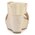 thumbnail image 3 of BLISSFUL STEP Women's Linen Platform Slide Wedge Open Toe Sandals, 3 of 6