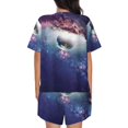 thumbnail image 6 of Fotbe Planets Stars And Galaxies Print Pajama Set for Women 2 Piece Loungewear Short Sleeve Tops and Shorts Set Soft Sleepwear-, 6 of 7