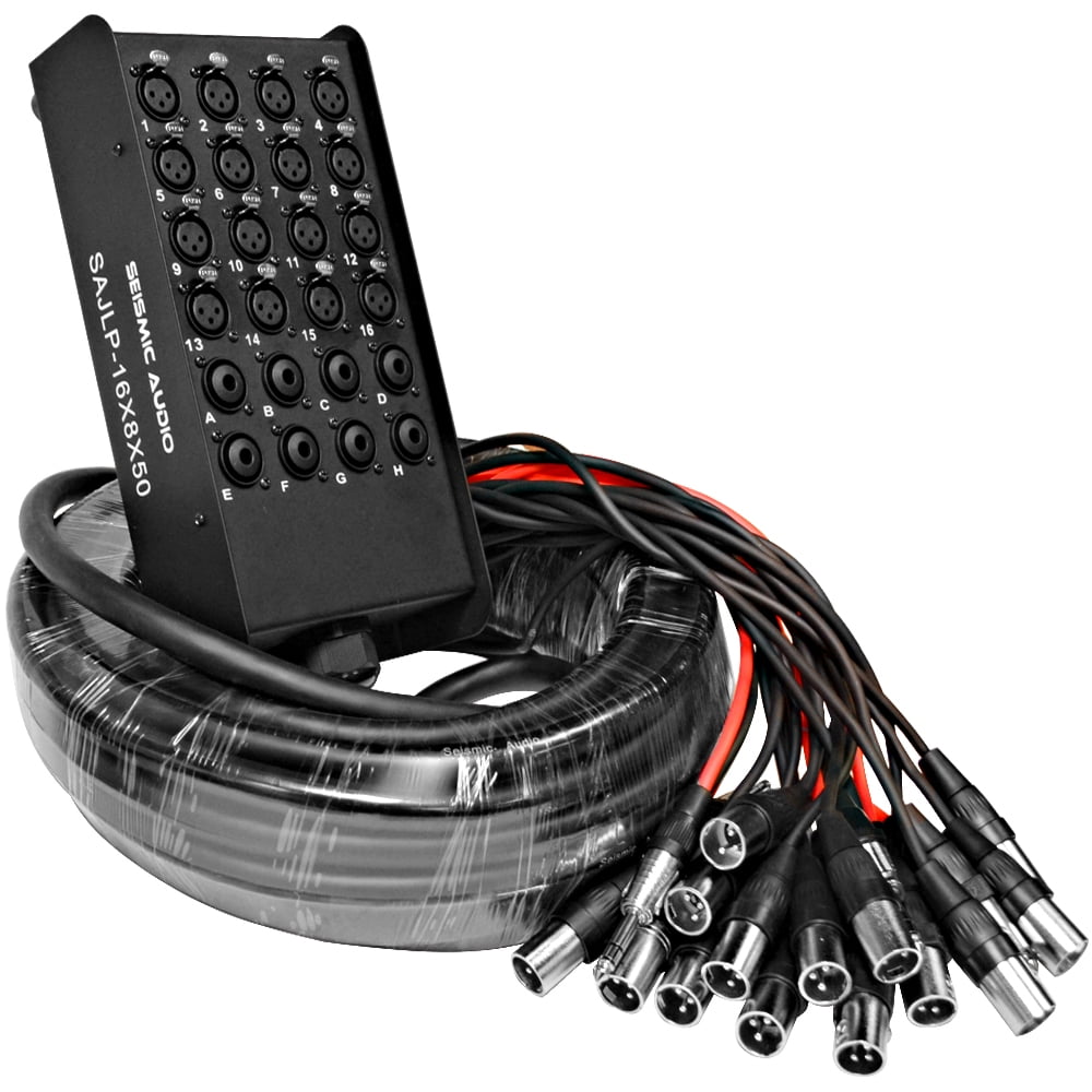 Seismic Audio 16 Channel 50 Foot XLR Low Profile Snake Cable with 8 TRS