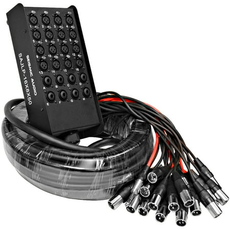 Seismic Audio 16 Channel 50 Foot XLR Low Profile Snake Cable with 8 TRS Returns PA/DJ Stage - SAJLP-16x8x50
