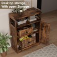 thumbnail image 4 of Fameill Farmhouse Storage Cabinet with 2 Drawers & Shelves,Freestanding Kitchen Cabinet with Doors,Floor Storage Organization for Living Room,Bathroom,Laundry,Brown, 4 of 16