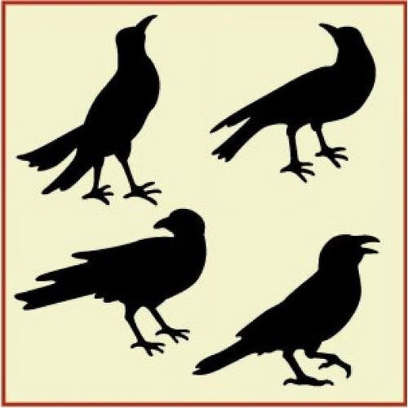 Crow Flock 3 Stencil - 4 Images Primitive Bird Stencil Raven Template Reusable Laser Cut Mylar Template for Painting Home Decor DIY Crafts - The Artful Stencil