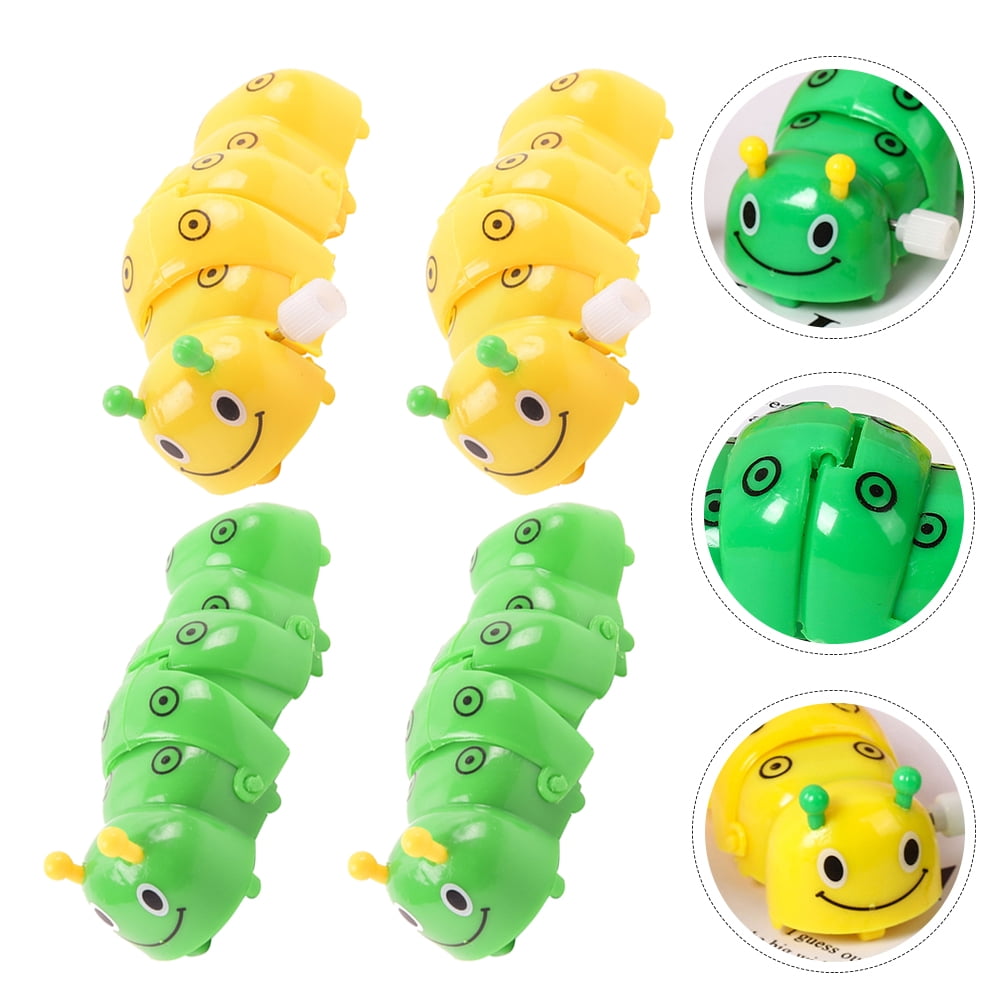 Lot De 4 Jouets Chenilles à Remontoir – ABS – Couleurs Variées – 15 Cm – Motricité Et Imagination – Dès 3 Ans