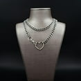 thumbnail image 2 of Gold Layered Necklaces for Women, Silver Cuban Slip Chain Heart O-ring Chunky Chain Necklace, 36 Inches Adjustable Lariat Heart Y-Necklace for Women and Men, Goth Jewelry Necklace, 2 of 7