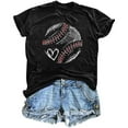 thumbnail image 4 of Sakmal Baseball T Shirts Womens Baseball Heart Graphic Crew Neck Baseball Mom Short Sleeve Shirts Black T-Shirts Tops for Women Trendy, 4 of 4